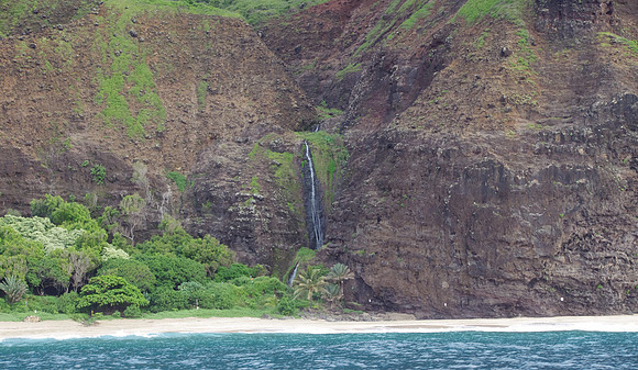 Napali Coast waterfall