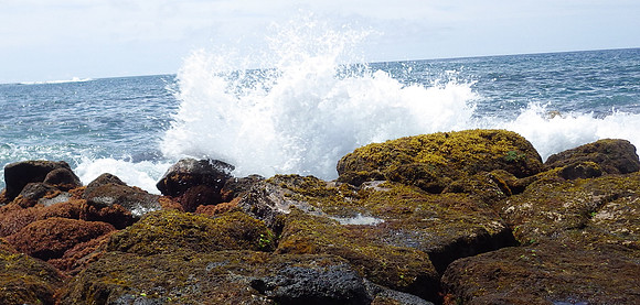 Waves at low tide