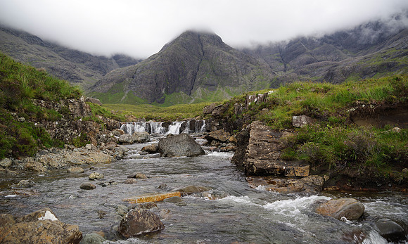 Black Cuillins above Fairy Pools